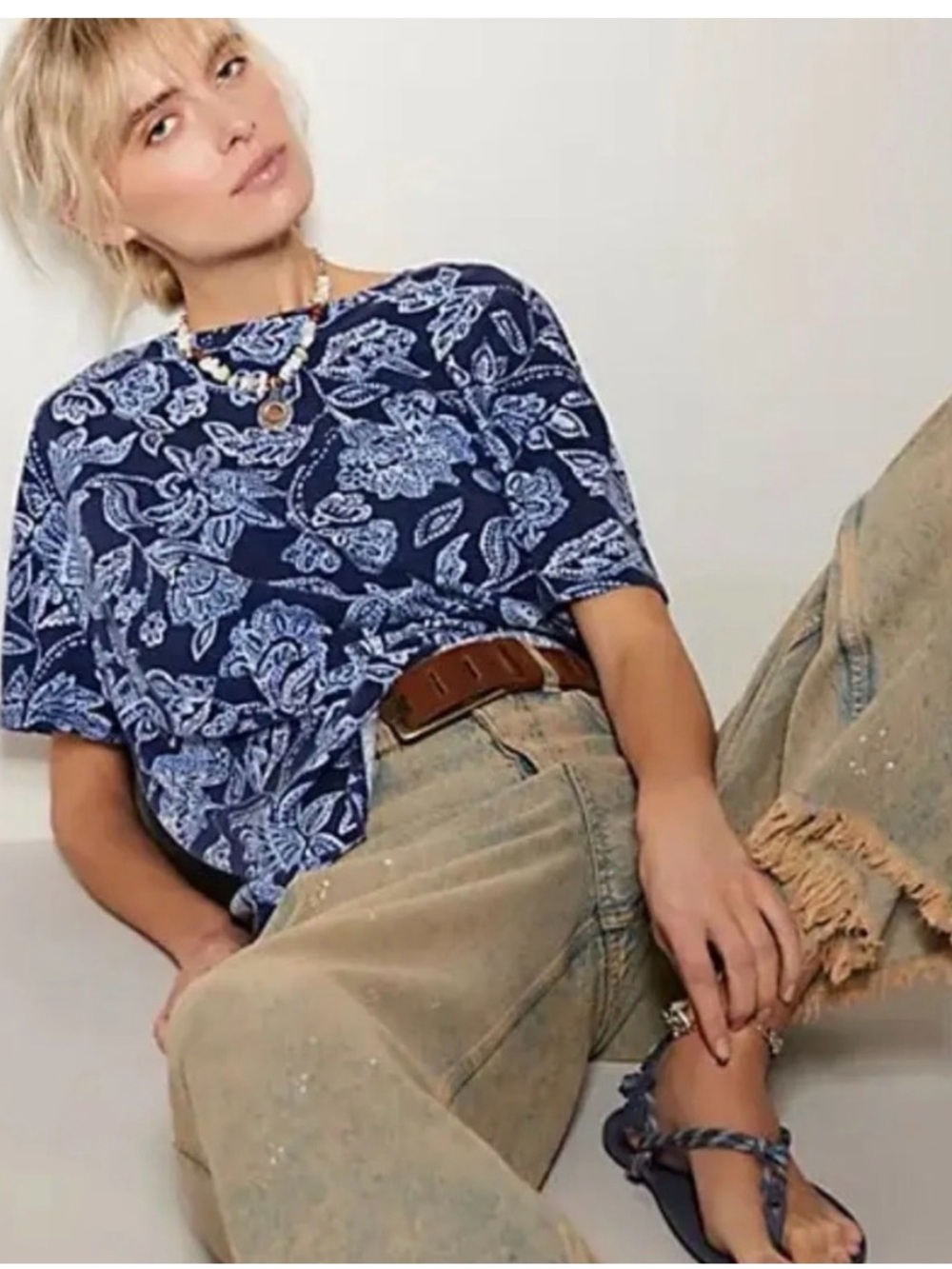 Free People We The Free Nina Oversized Cotton Tee, NWOT, M